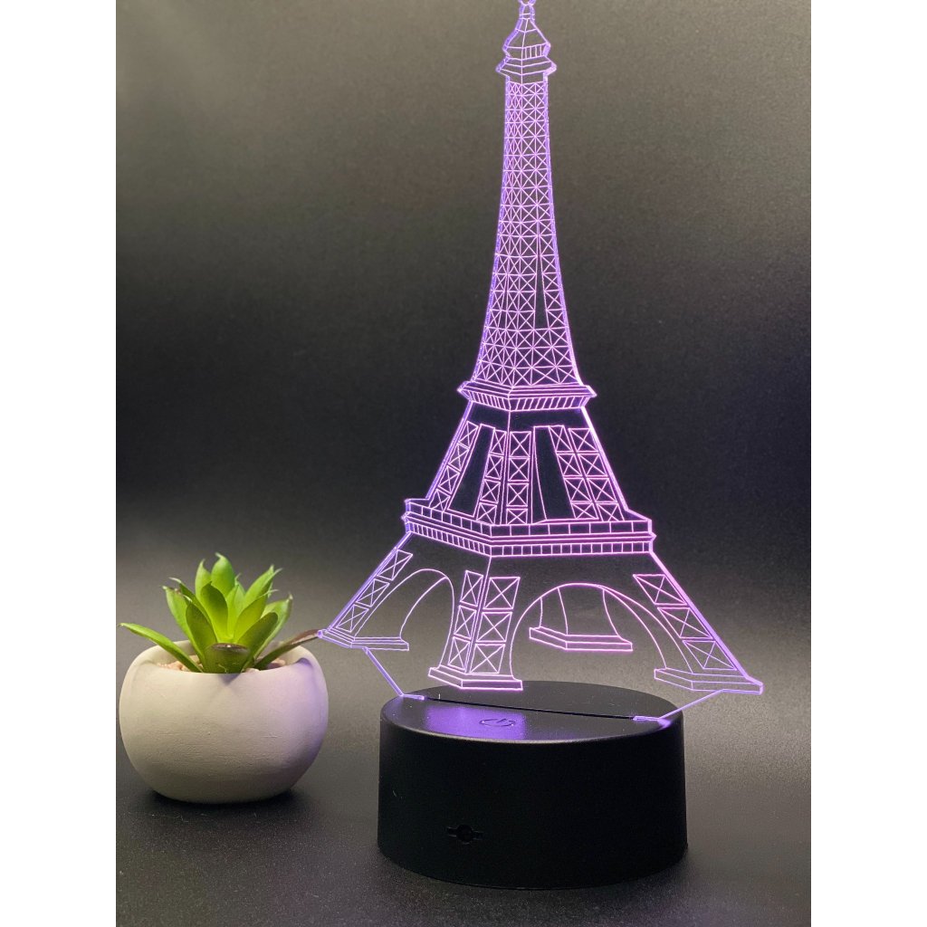 Luminária LED RGB Abajur de Mesa, Torre Eiffel.