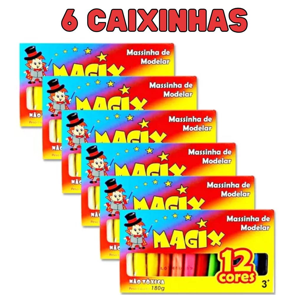 Pacote Com 6/ Unidades De Massinha De Modelar 12 Cores Magix em Oferta na Shopee