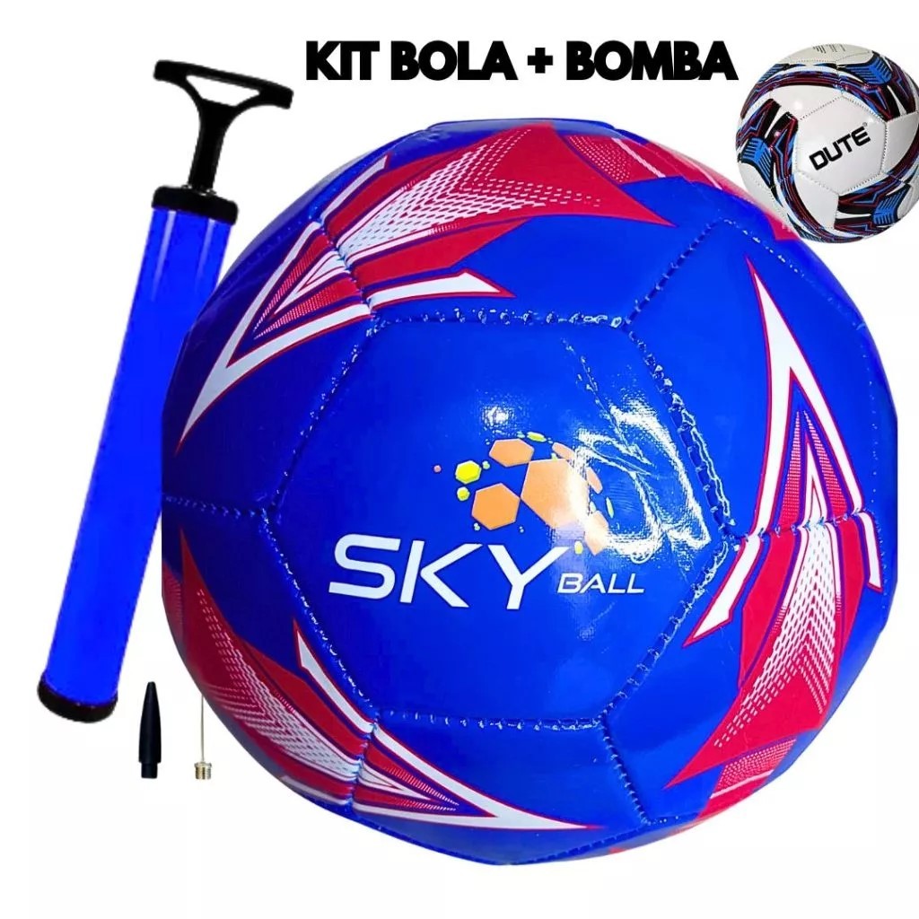 Bola de Futebol Campo Couro Sintético Tamanho Oficial N5 + Bomba Para Encher