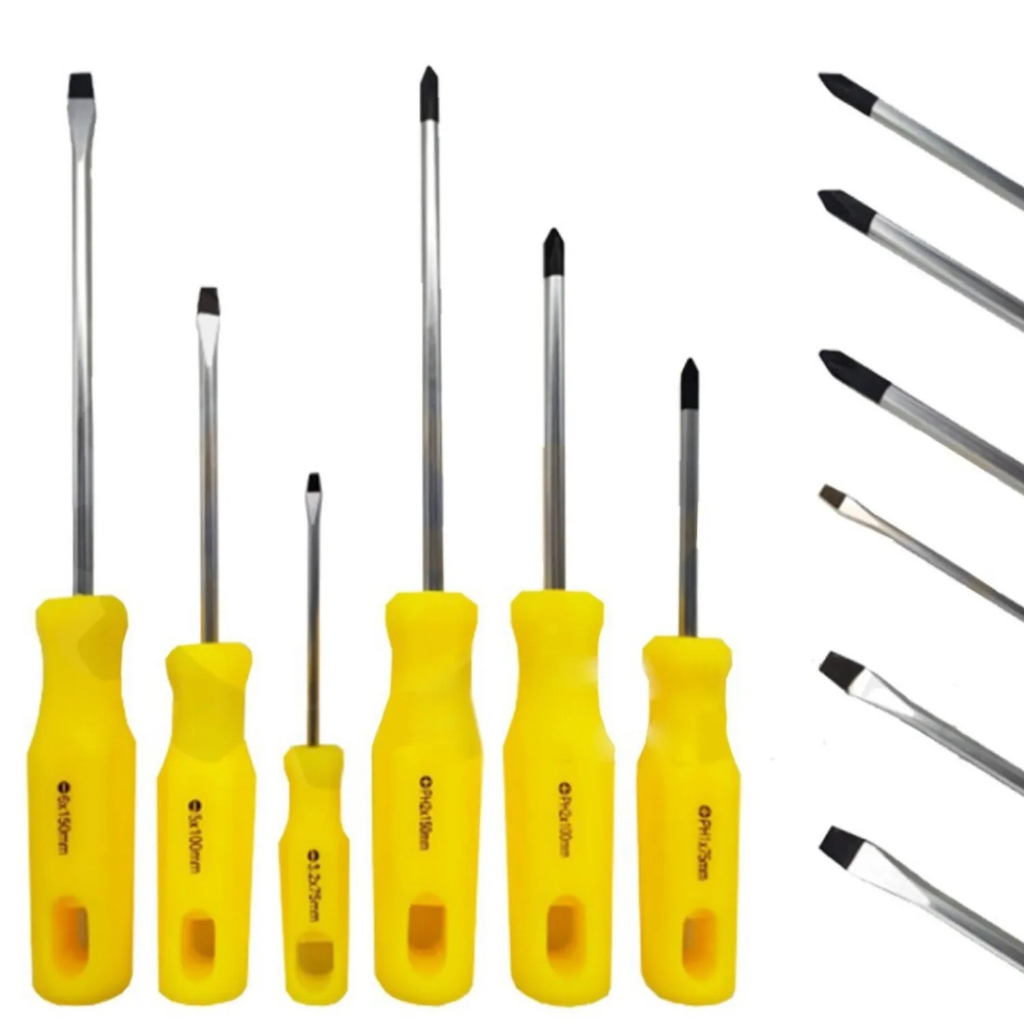 Kit Jogo De Chaves 6 Peças 3/16Pol. Fenda E Phillips Aço Cromado Resistente Reparos Uso Geral em Oferta na Shopee