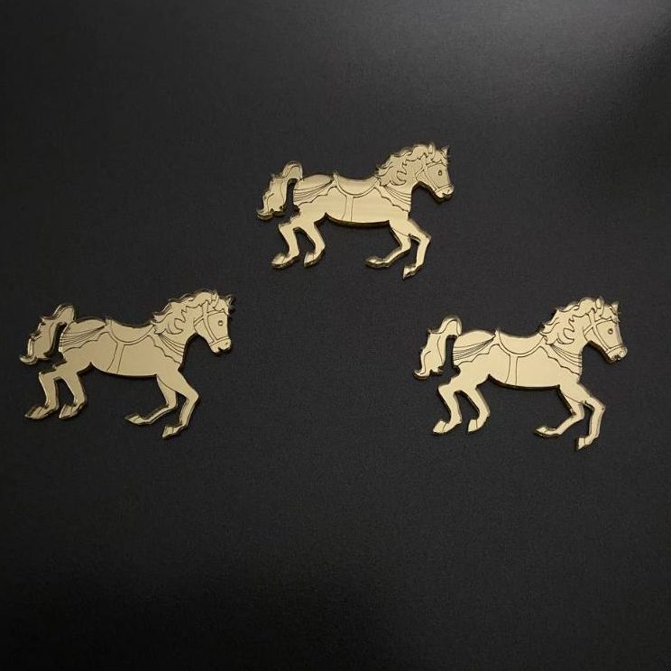 Aplique Cavalo - Cavalinho 4cm Acrílico Espelhado - Kit com 10 unidades