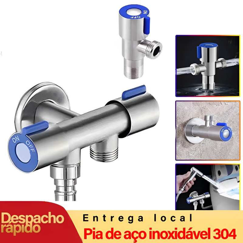 Válvula De Saída Dupla Para Torneira, Cozinha, Banheiro, Cor Prata