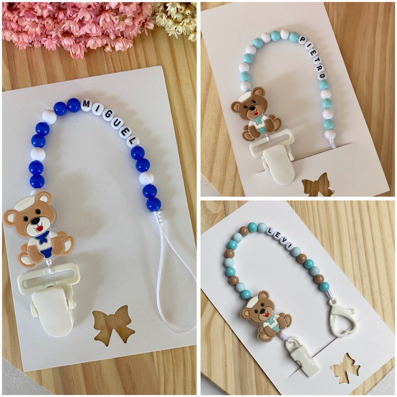 Prendedor de Chupeta Personalizado com Tema e Nome