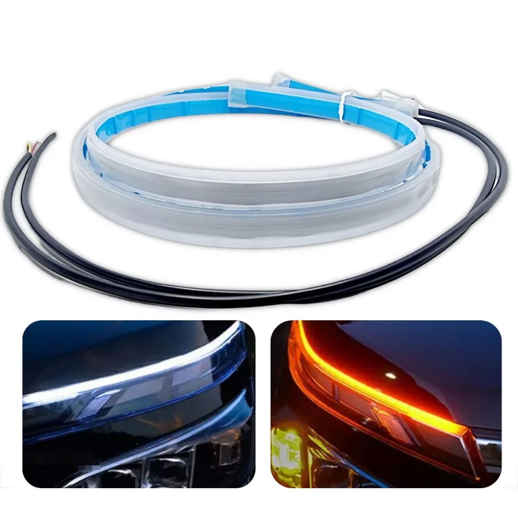 Fita Led Farol Drl Sequencial 60cm Efeito Ghost Start Apresentação Seta Dinâmica Universal Carro
