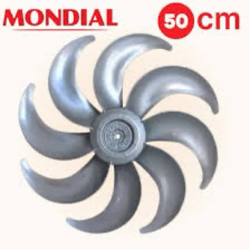 Hélice Ventilador Mondial Polishop 50cms 8pas Prata Vermelha Original VT50 VT-50 VT-51 VT51 VTX50 VTX-50 VPS-52 VPS-54