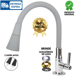 Torneira Gourmet Cozinha Flexível Cone Cinza Mesa Luxo METAL 100% em Oferta na Shopee