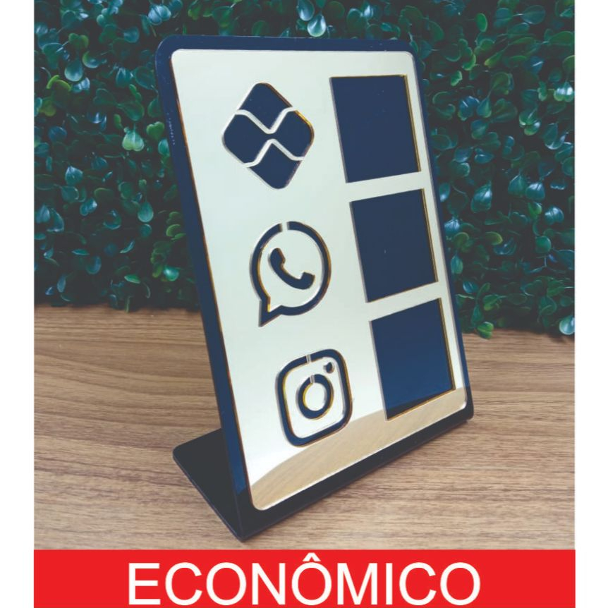 Placa Pix Display em Plastico PS Mesa Balcão PIX Zap Instagram Interativo (ECONÔMICO) em Oferta na Shopee