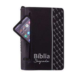Capa para Bíblia de Estudo Grande com Zíper e Bolso Externo Couro Sintético - Número 13 em Oferta na Shopee