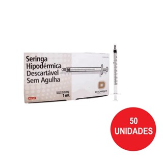 SERINGA DESCARTÁVEL SEM AGULHA BICO SLIP 1 ML COM 50 UNIDADES DESCARPACK em Oferta na Shopee