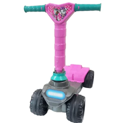 Patinete Infantil 4 rodas Menina Rosa - 2 a 5 anos - 64cm Altura - 4 Regulagens Altura - Dobrável - Certificado Inmetro