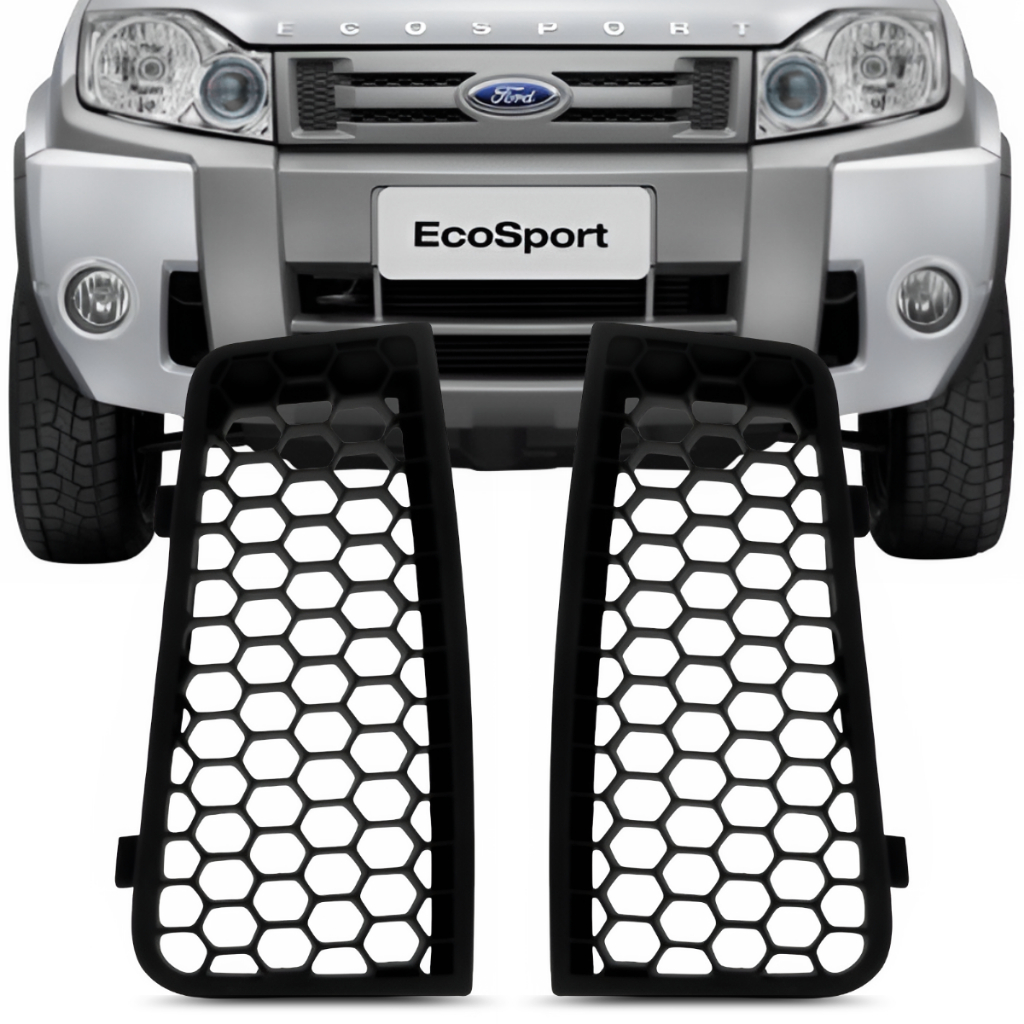 Par Moldura Grade Parachoque Ford Ecosport 2008 2009 2010 2011 2012 Preto Acabamento Tela Aplique em Oferta na Shopee