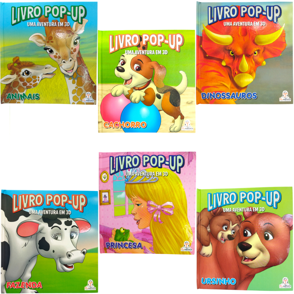 Coleção de livros Pop-Up - Uma Aventura em 3D - BluEditora - livros de pop-up - livros 3d
