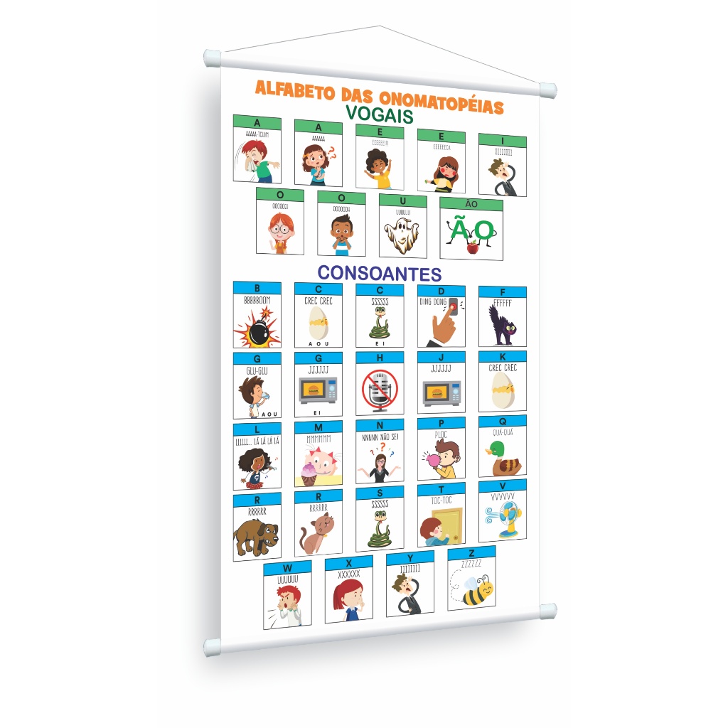 Banner pedagógico escolar Alfabeto das onomatopéias em Oferta na Shopee