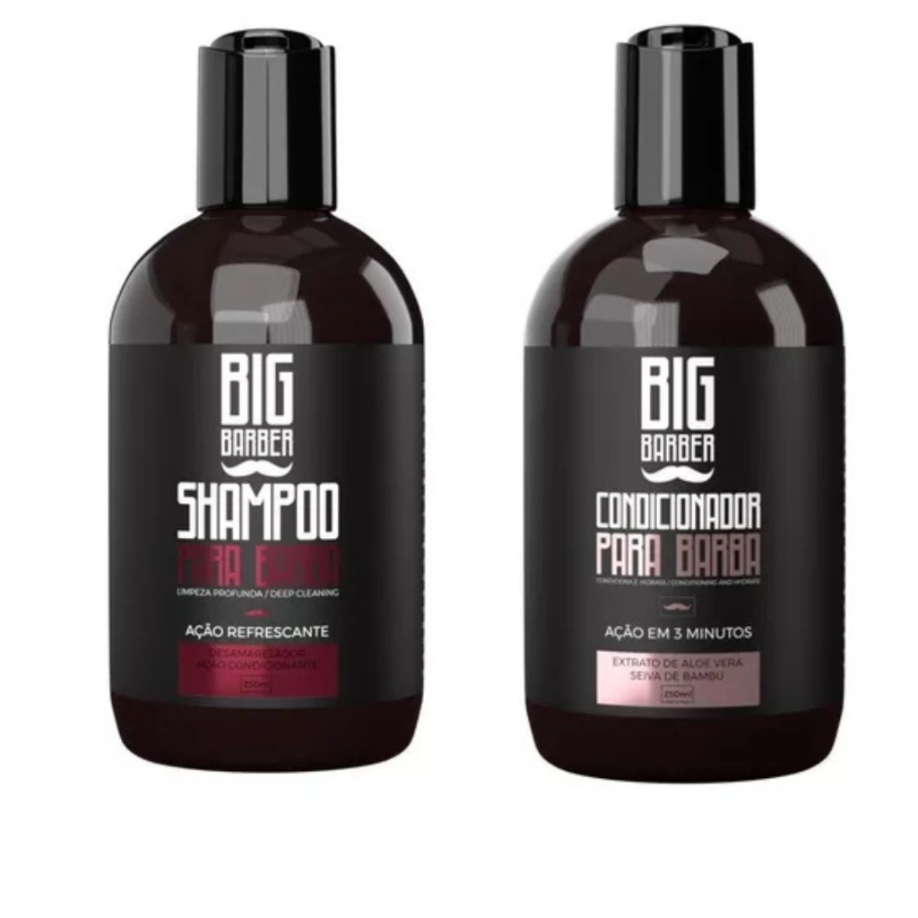 Big Barber Shampoo e Condicionador  Barba Refrescante Cuidado Pele Limpeza Profunda