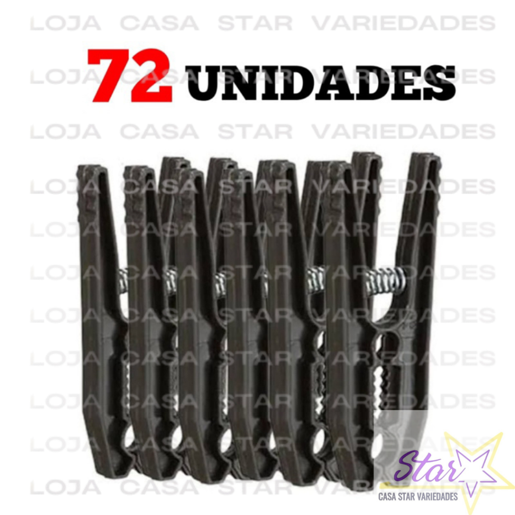 KIT 72 Prendedores  COM MOLA Pregador Predendor De Roupas Grande Varal Pregador plástico mais resistênciaa em Oferta na Shopee