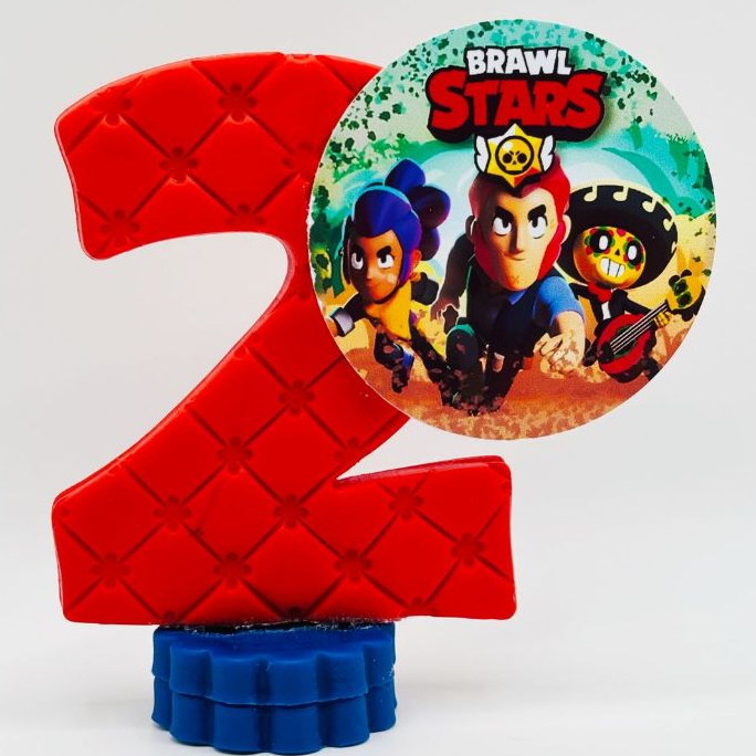 Decoração Festa / Vela Aniversário Biscuit / Topo de Bolo / Vela Brawl Stars