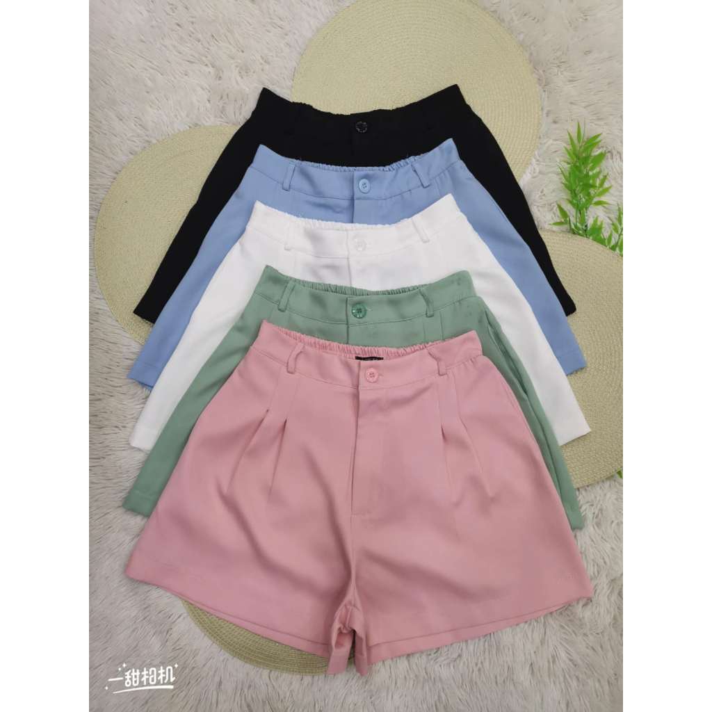 short feminina alfaiataria com elastico atras  bolso e ziper em Oferta na Shopee