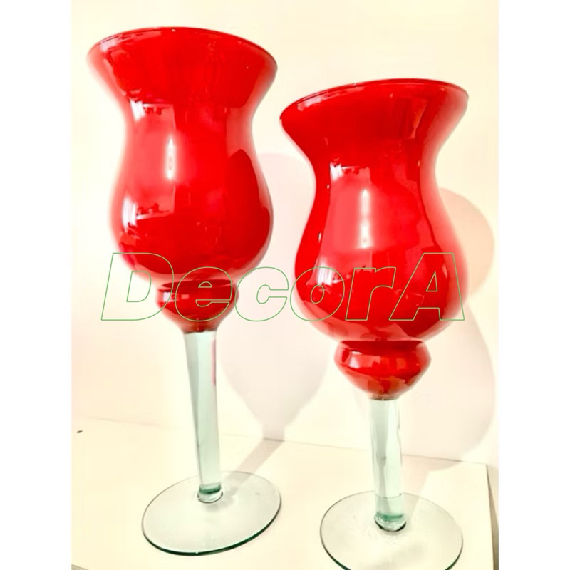 taça Napoli  vermelha vaso vidro flores e decoração