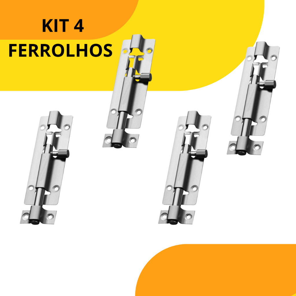 Kit 4 Trinco Ferrolho Fecho Cromado Para Porta Portão Janela 7,5 Cm Com Parafusos em Oferta na Shopee