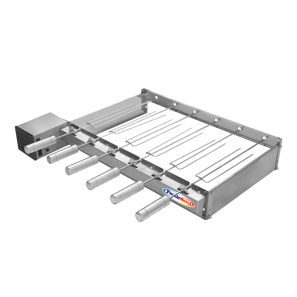 Churrasqueira Gira Grill Baixo Elétrica 6 Espetos Inox Giratorio Com Motor Weg