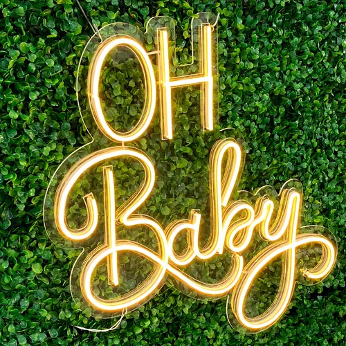 Painel Neon Led Oh Baby Festa Decoração Chá Revelação 03