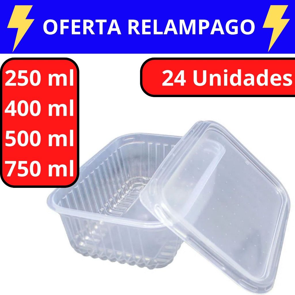 Imagem 24 Pote Marmita Embalagem Descartável Fitness Fit Freezer Microondas Armazenamento Alimentos Comida
