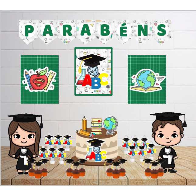 Kit Personalizado Festa Infantil Formatura Do ABC Decoração Aniversário Mesversário Só Um Bolinho Lembrancinhas