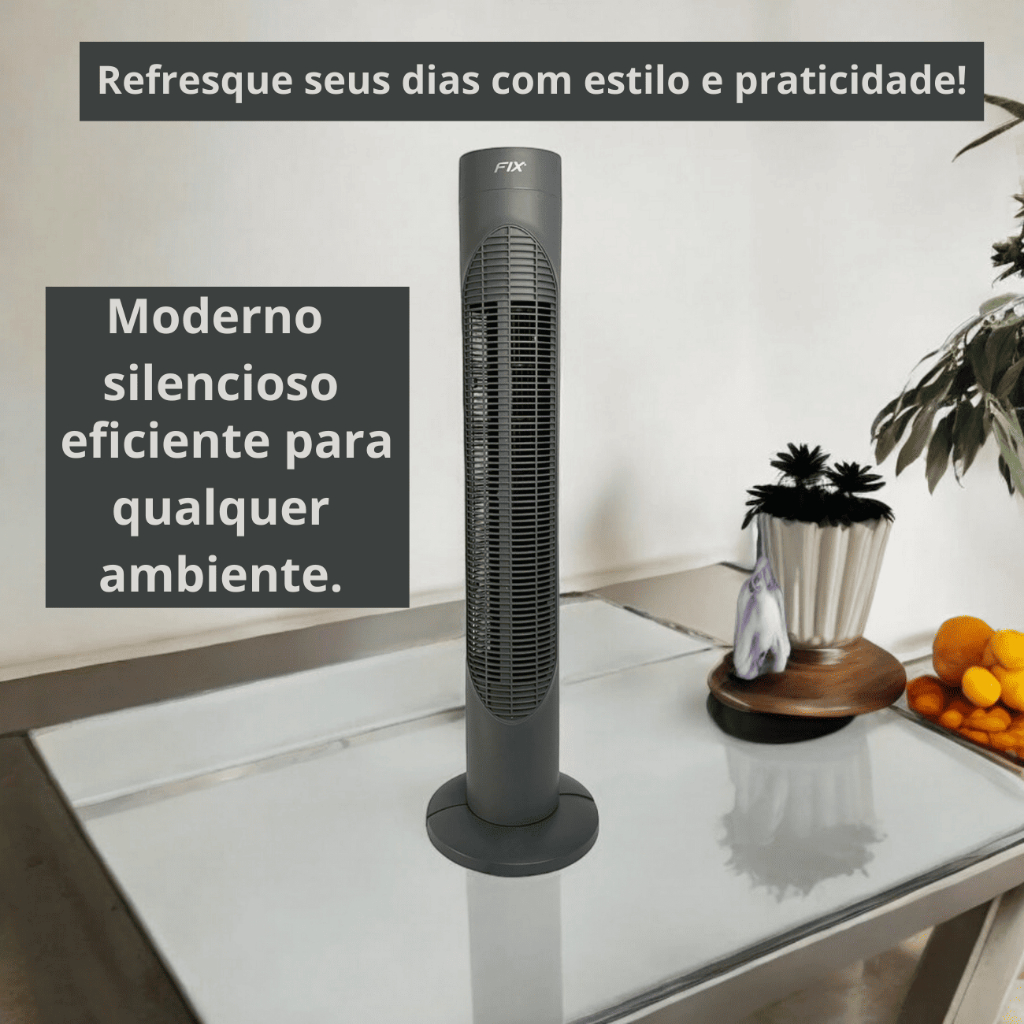 Ventilador De Torre De Coluna Circulador Vertical De Ar Silencioso E Compacto 3 Níveis de Velocidade -220/110 Volts