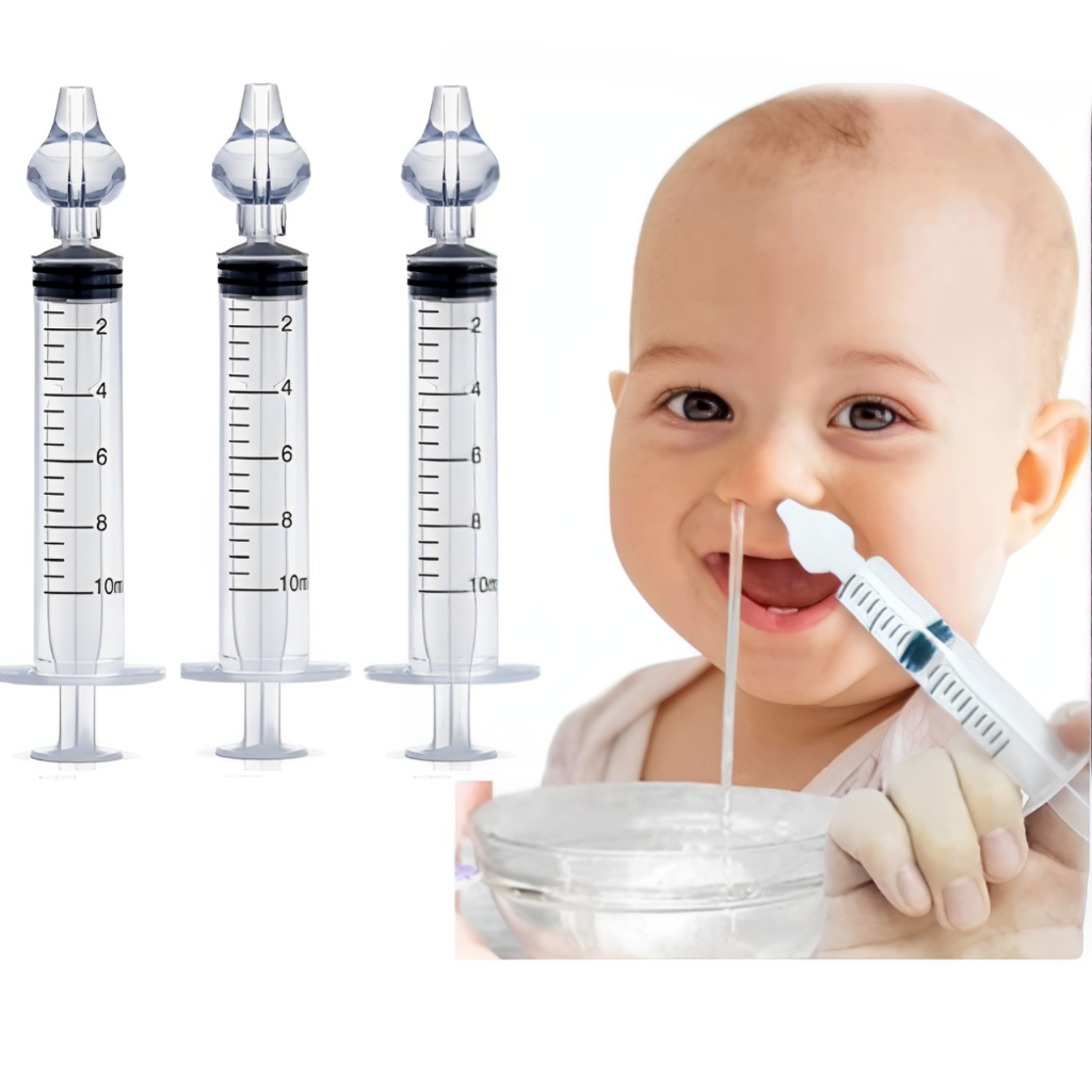 Kit 03 Seringas com bico de silicone para Limpeza  Lavagem e cuidados Nasal do Bebê e Adulto 10 ML
