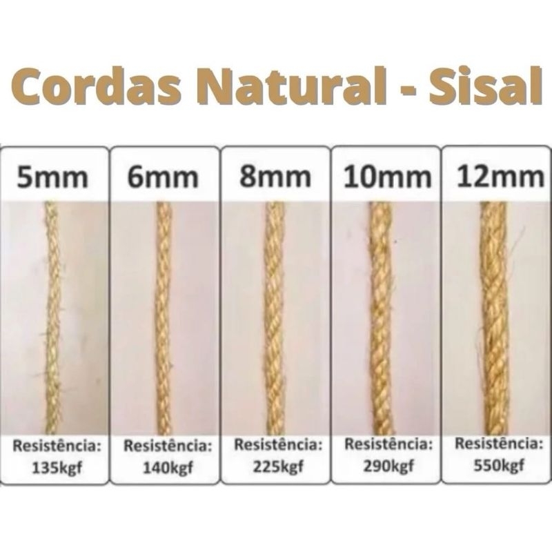 Corda Sisal 10m a 40m com 1mm a 8mm - para Bijuterias, decoração de Natal, enfeites, cartões, artesanatos em geral em Oferta na Shopee