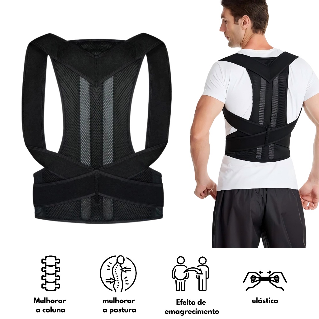 Cinta Colete Unissex Reforçada Corretor Postural Coluna Lombar Forte