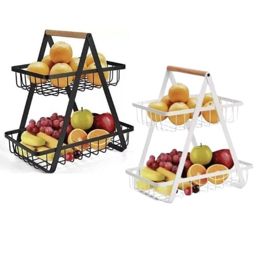 Fruteira Aramada De Mesa Resistente Preta 23,8cm