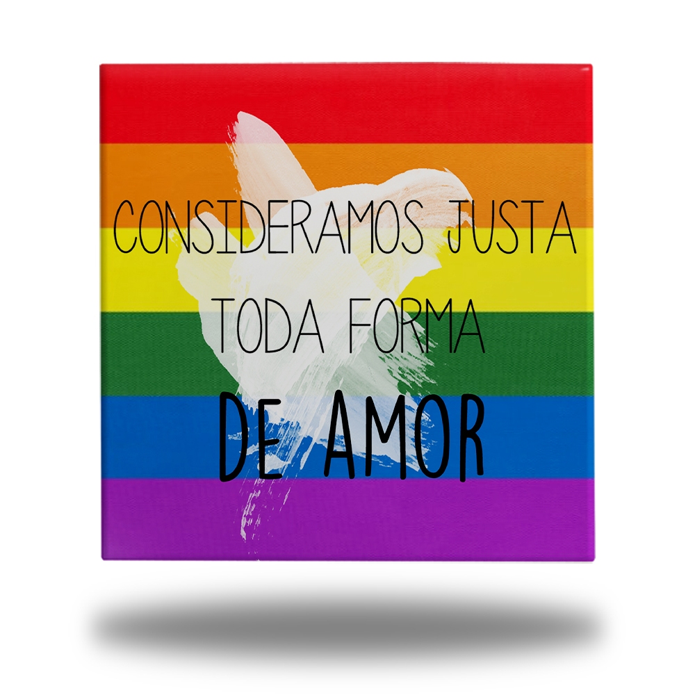 Azulejo Quadro Decorativo LGBTQIAPN+ Bandeira LGBT - Modelos - 15x15cm + Suporte