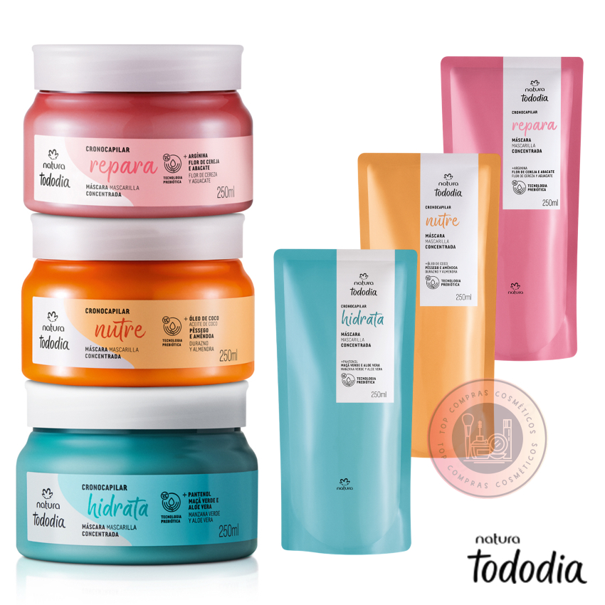 Tododia Natura Cronocapilar Máscara Capilar Concentrada 250ml: Reparação, Nutrição e/ou Hidratação (Regular ou Refil) em Oferta na Shopee