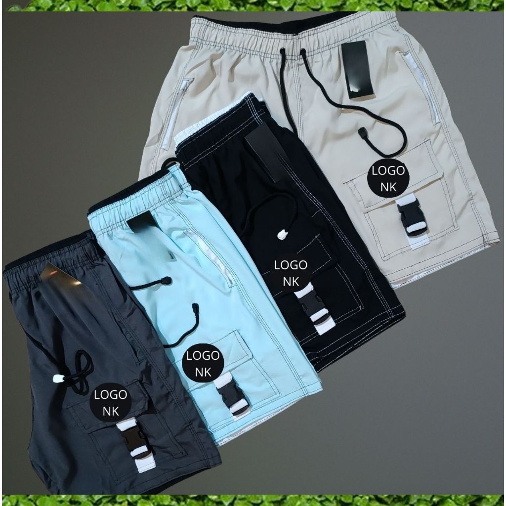 kit com 4 bermudas cargo bolso cinto academia praia street wear short masculino tactel elastic em Oferta na Shopee