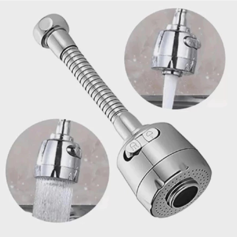 Extensor Torneira Flexível Bico Chuveirinho Adaptador C/ 2 Jatos pia 360º Economiza Agua