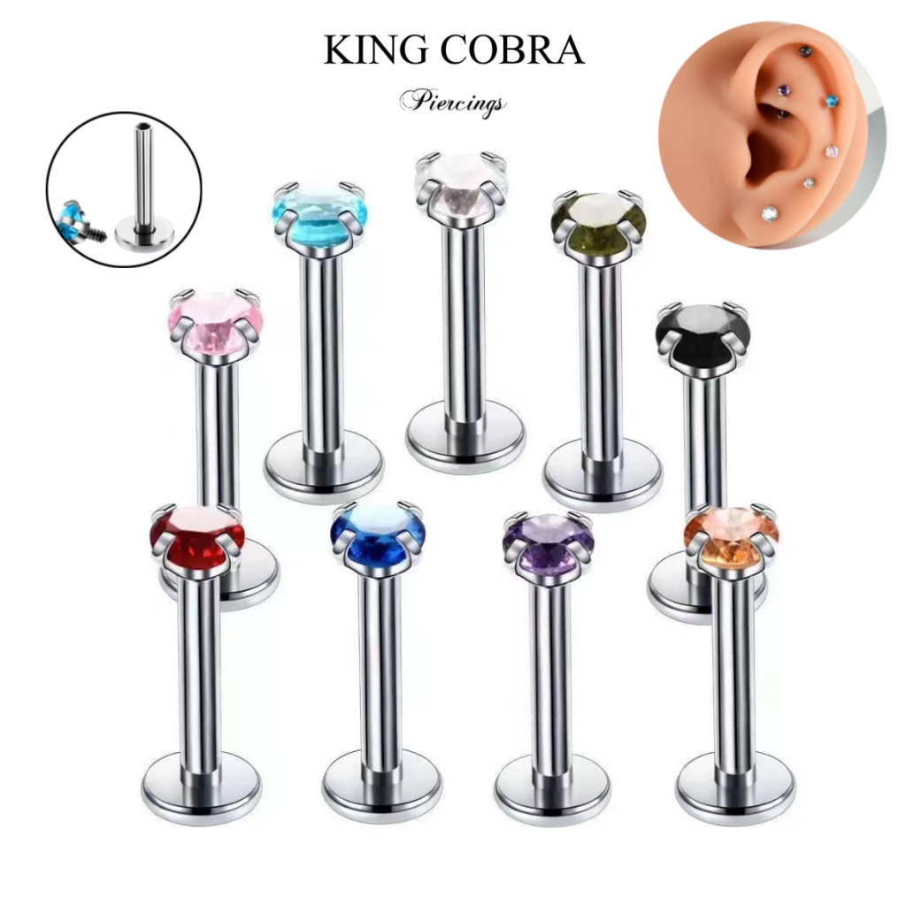 Piercing Ponto de Luz em Aço Cirúrgico Prateado com Zircônia 3mm Cravejada em Cores Diversas KA001