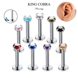 Piercing Ponto de Luz em Aço Cirúrgico Prateado com Zircônia 3mm Cravejada em Cores Diversas KA001 em Oferta na Shopee
