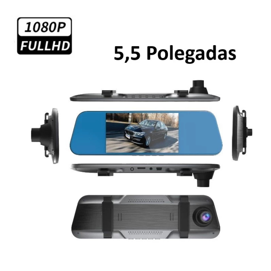 Camera Retrovisor Com Gravação Com 2 Câmeras Ré E Frontal – Gravadora Dvr FI1177