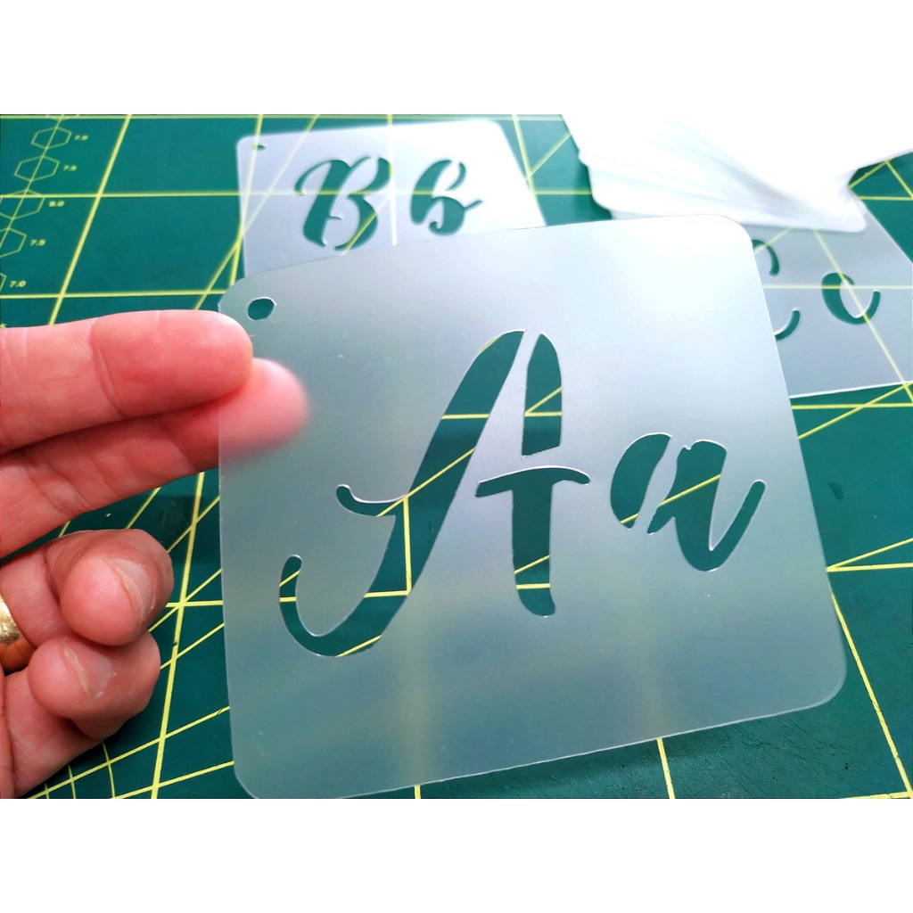 Stencil Letras Separadas Cursivas Molde Alfabeto P/ Pinturas 5cm altura
