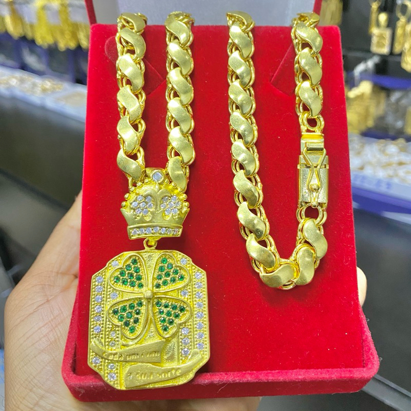 Corrente Cordão FRISOS S 12MM MAIS PINGENTES TREVO DA SORTE 100% em Moeda Antiga idêntico a ouro 18k em Oferta na Shopee