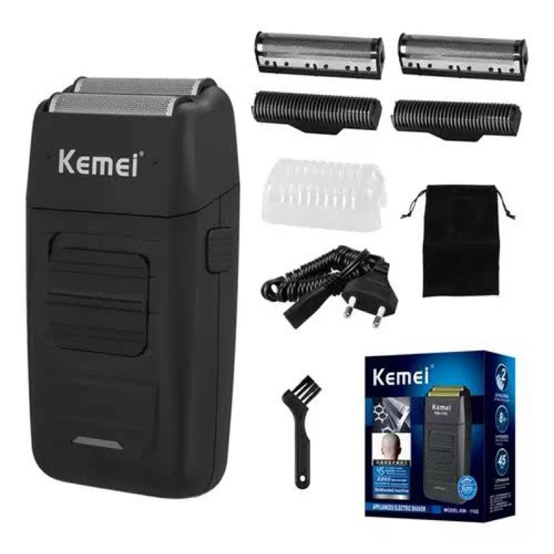 Máquina De Barbear recarregável Kemei shaver original barbeador elétrico a bateria Km-1102 - Bivolt