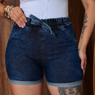 Short Jeans Bermuda Feminina Cintura Alta Modela Bumbum Hot Pant Barra Desfiada e Normal Promoção em Oferta na Shopee
