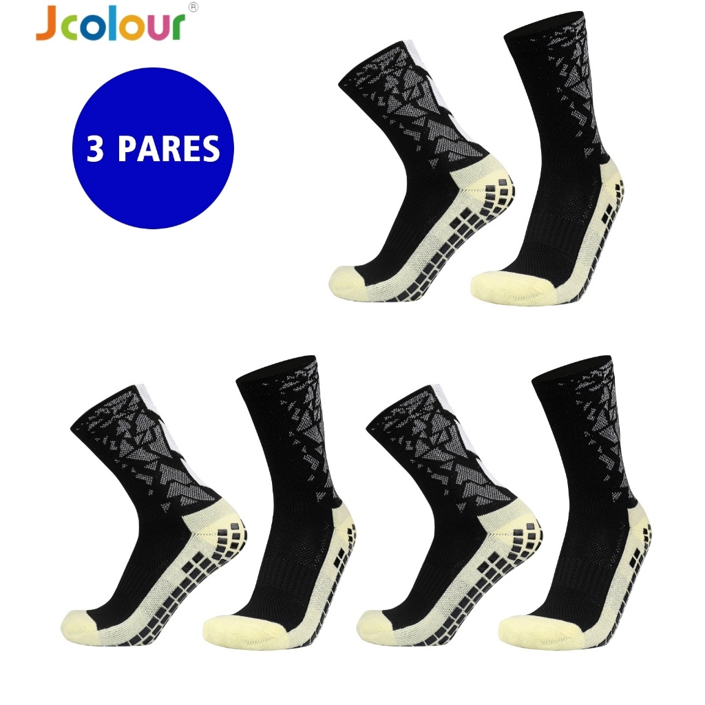 Jcolour Kit 3 Meias de Futebol de Alta Qualidade silicone Antiderrapante Basquetebol Camuflagem