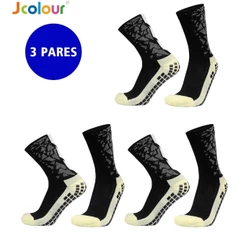 Jcolour Kit 3 Meias de Futebol de Alta Qualidade silicone Antiderrapante Basquetebol Camuflagem