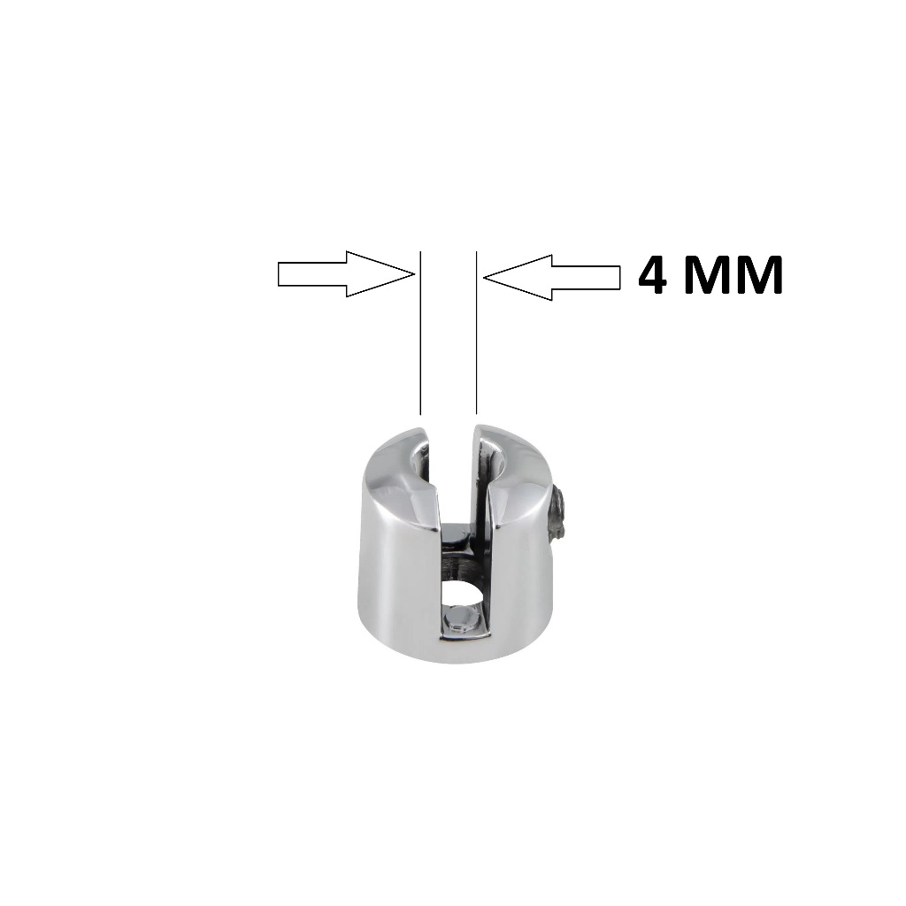 Kit Suporte Fenda 4 mm 4 Unidades Cromado Prateleira Vidro Boca Jacaré Pitão Botão