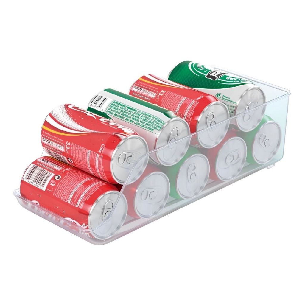 Organizador De Latas Porta Latinha Para 9 Latas Organizar Geladeira Cozinha Armário 35cm Transparente