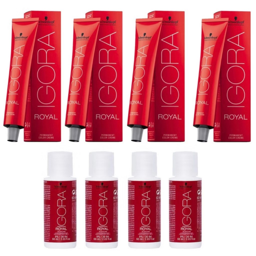 KIT COM 4 (QUATRO) unidades IGORA + 4 OX IGORA ROYAL Schwarzkopf (escolha a sua cor nas variações)