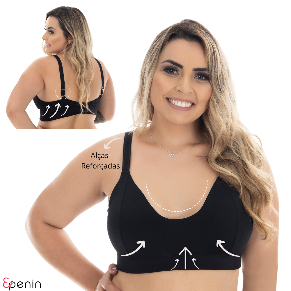 Sutiã Plus Size Reforçado Sem Bojo Soutien Confortável Alça Reforçada Sustentação lingerie Feminina Confortável