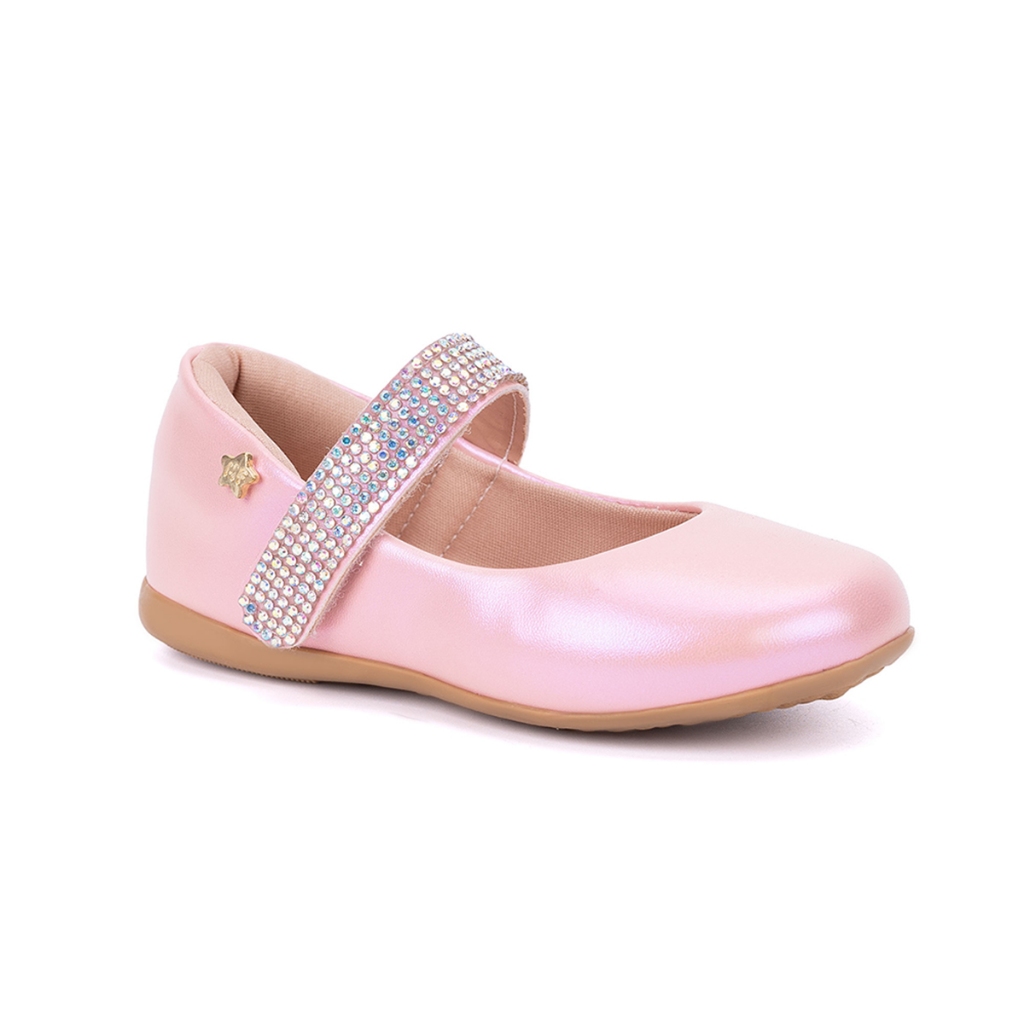 Sapatilha Infantil Menina Bico Redondo Tira De Strass - Baby & Kids Fashion